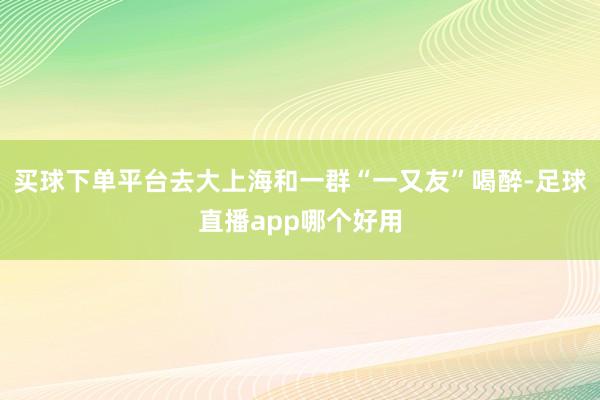 买球下单平台去大上海和一群“一又友”喝醉-足球直播app哪个好用