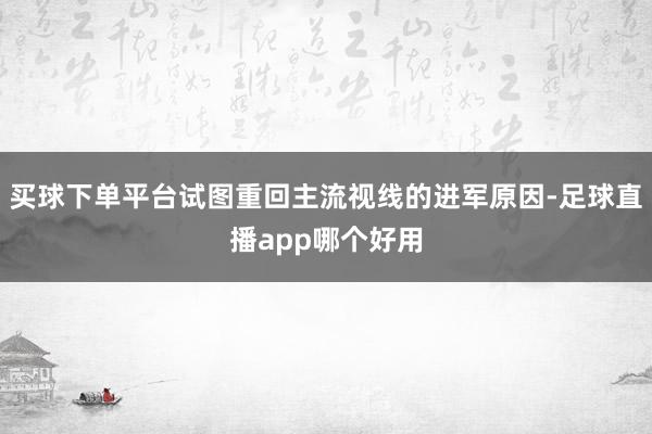 买球下单平台试图重回主流视线的进军原因-足球直播app哪个好用