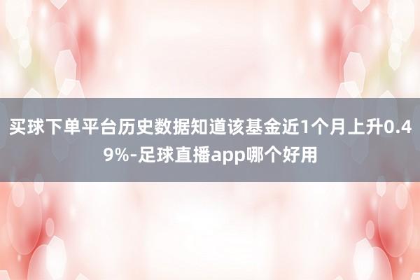 买球下单平台历史数据知道该基金近1个月上升0.49%-足球直播app哪个好用