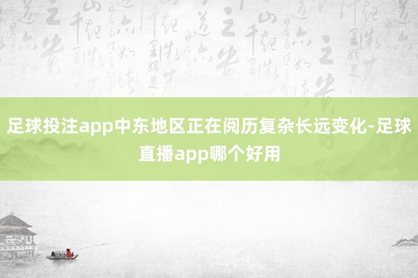 足球投注app中东地区正在阅历复杂长远变化-足球直播app哪个好用