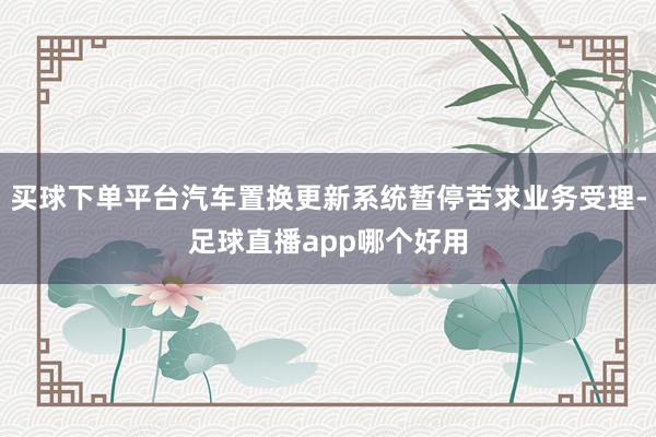 买球下单平台汽车置换更新系统暂停苦求业务受理-足球直播app哪个好用