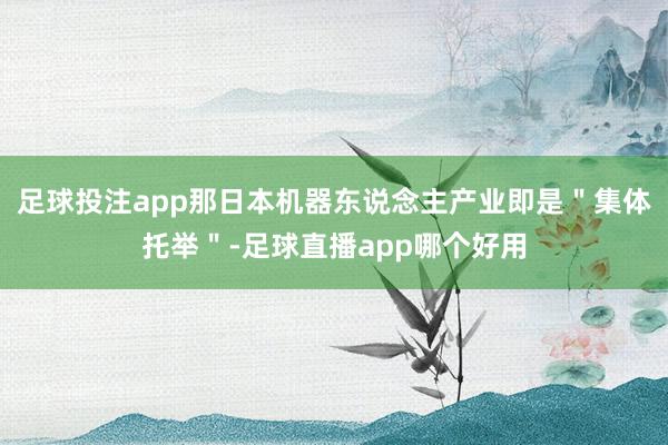 足球投注app那日本机器东说念主产业即是＂集体托举＂-足球直播app哪个好用