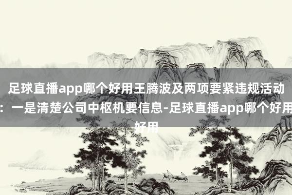 足球直播app哪个好用王腾波及两项要紧违规活动：一是清楚公司中枢机要信息-足球直播app哪个好用