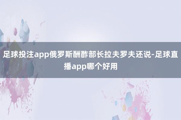 足球投注app俄罗斯酬酢部长拉夫罗夫还说-足球直播app哪个好用