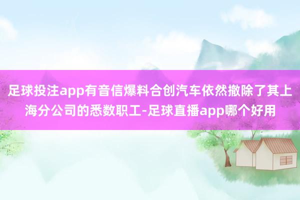 足球投注app有音信爆料合创汽车依然撤除了其上海分公司的悉数职工-足球直播app哪个好用