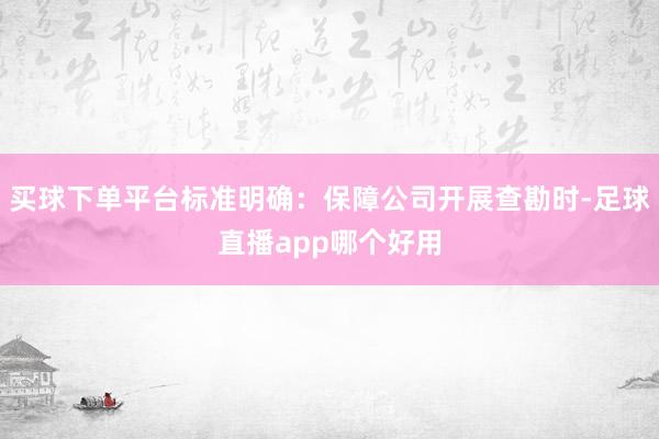 买球下单平台标准明确：保障公司开展查勘时-足球直播app哪个好用