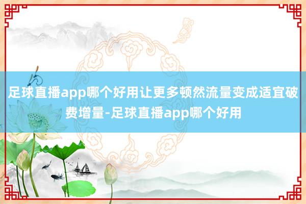 足球直播app哪个好用让更多顿然流量变成适宜破费增量-足球直播app哪个好用