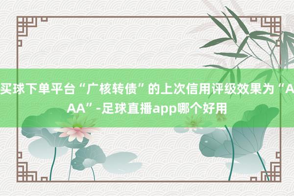 买球下单平台“广核转债”的上次信用评级效果为“AAA”-足球直播app哪个好用