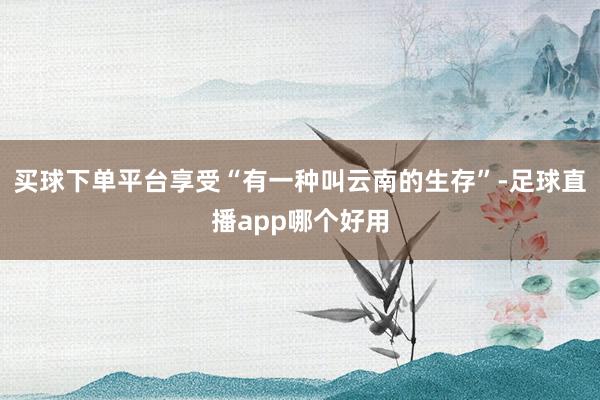买球下单平台享受“有一种叫云南的生存”-足球直播app哪个好用