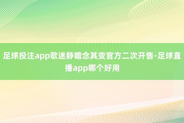 足球投注app歌迷静瞻念其变官方二次开售-足球直播app哪个好用