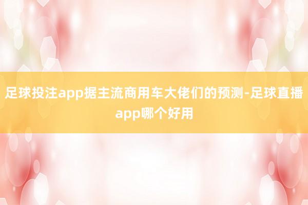 足球投注app据主流商用车大佬们的预测-足球直播app哪个好用