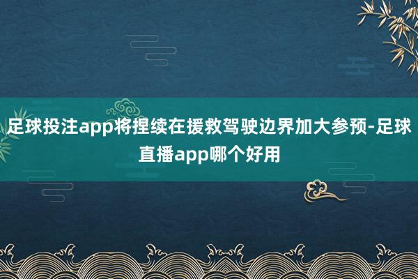 足球投注app将捏续在援救驾驶边界加大参预-足球直播app哪个好用