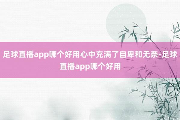 足球直播app哪个好用心中充满了自卑和无奈-足球直播app哪个好用