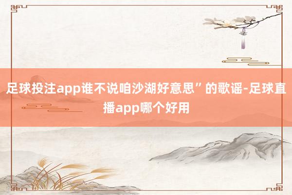 足球投注app谁不说咱沙湖好意思”的歌谣-足球直播app哪个好用