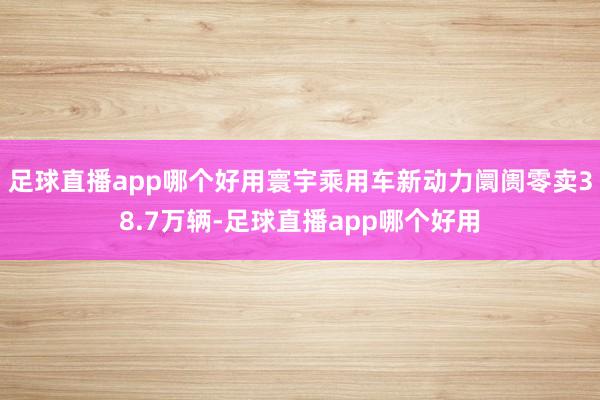足球直播app哪个好用寰宇乘用车新动力阛阓零卖38.7万辆-足球直播app哪个好用