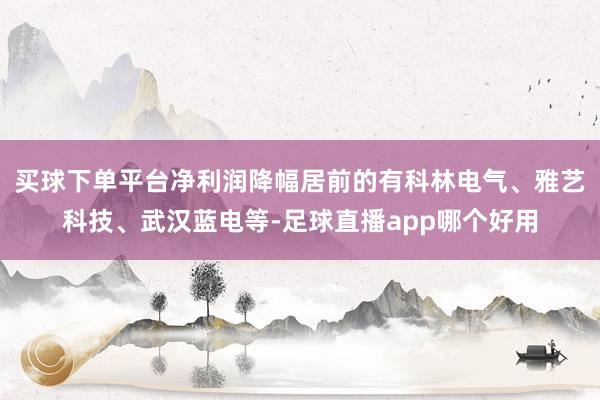 买球下单平台净利润降幅居前的有科林电气、雅艺科技、武汉蓝电等-足球直播app哪个好用