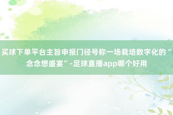买球下单平台主旨申报门径号称一场栽培数字化的“念念想盛宴”-足球直播app哪个好用