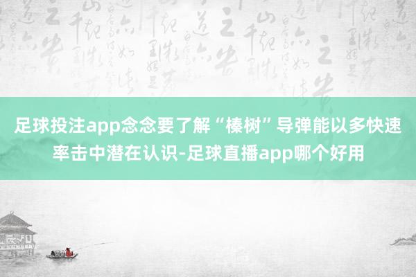 足球投注app念念要了解“榛树”导弹能以多快速率击中潜在认识-足球直播app哪个好用
