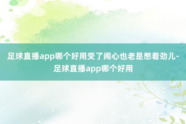 足球直播app哪个好用受了闹心也老是憋着劲儿-足球直播app哪个好用