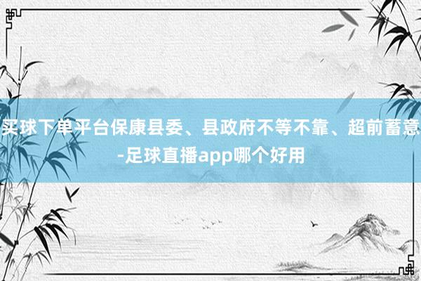 买球下单平台保康县委、县政府不等不靠、超前蓄意-足球直播app哪个好用