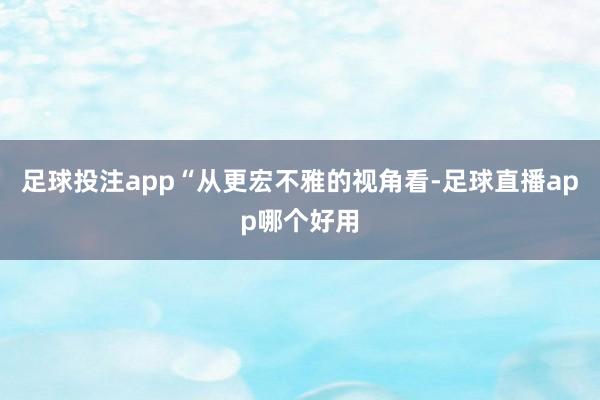 足球投注app“从更宏不雅的视角看-足球直播app哪个好用