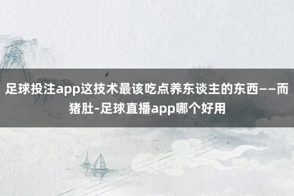 足球投注app这技术最该吃点养东谈主的东西——而猪肚-足球直播app哪个好用