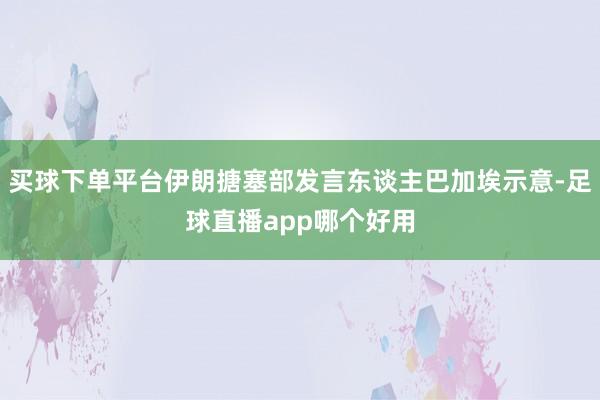 买球下单平台伊朗搪塞部发言东谈主巴加埃示意-足球直播app哪个好用