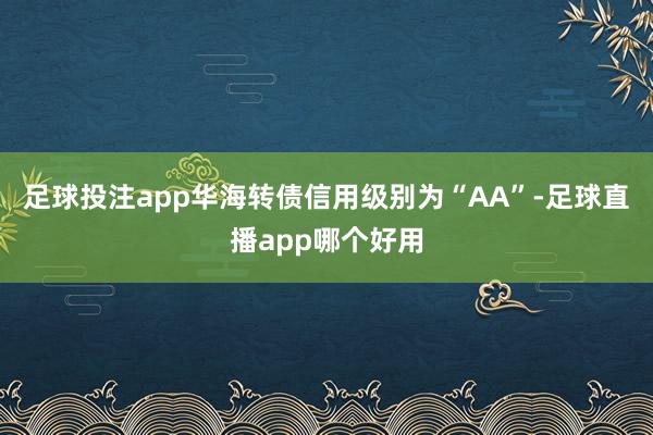 足球投注app华海转债信用级别为“AA”-足球直播app哪个好用