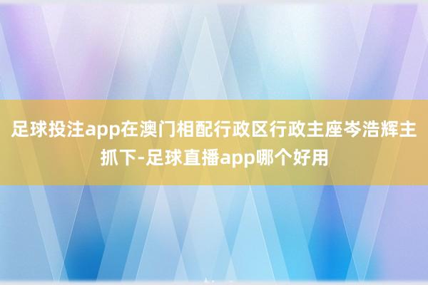 足球投注app在澳门相配行政区行政主座岑浩辉主抓下-足球直播app哪个好用