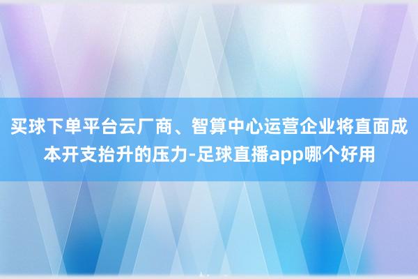 买球下单平台云厂商、智算中心运营企业将直面成本开支抬升的压力-足球直播app哪个好用