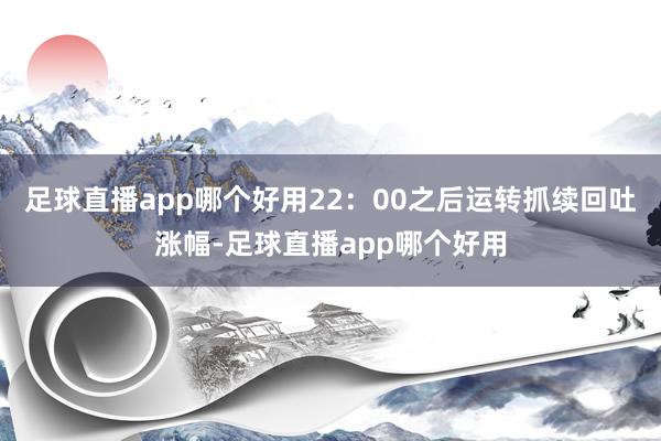 足球直播app哪个好用22：00之后运转抓续回吐涨幅-足球直播app哪个好用